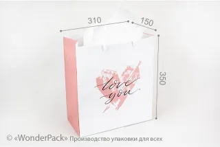 Пакет подарунковий ПР005-о1. 350*310*150 мм. "Love you"